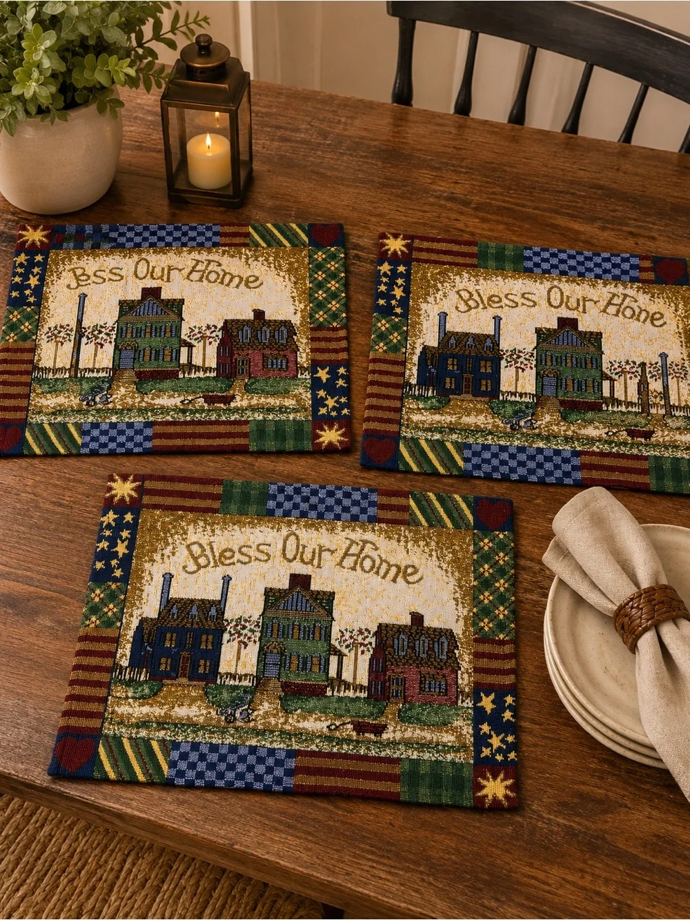 Bless our home cross stitch placemats cottagecore 3